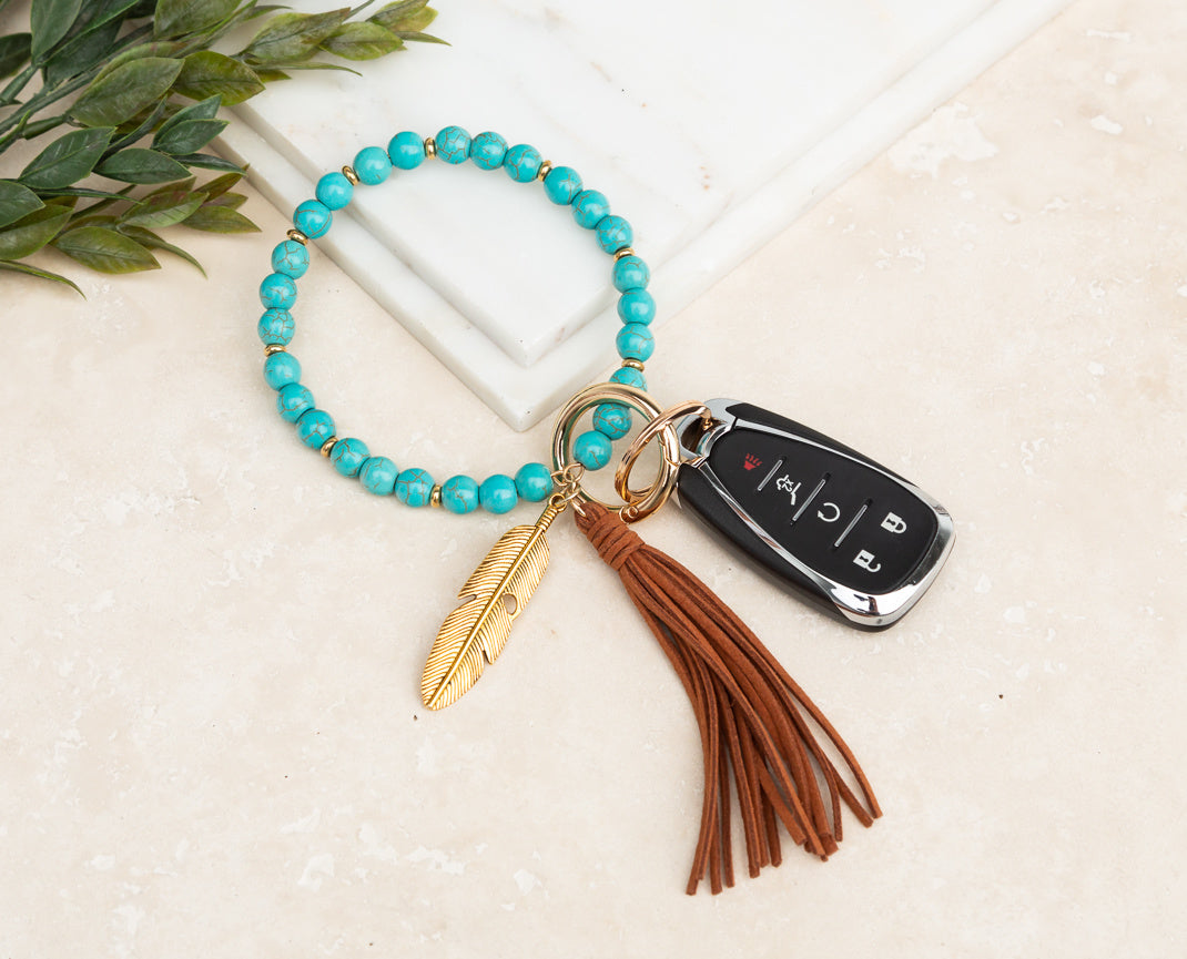 Pulsera Boho con Llavero de Piedra