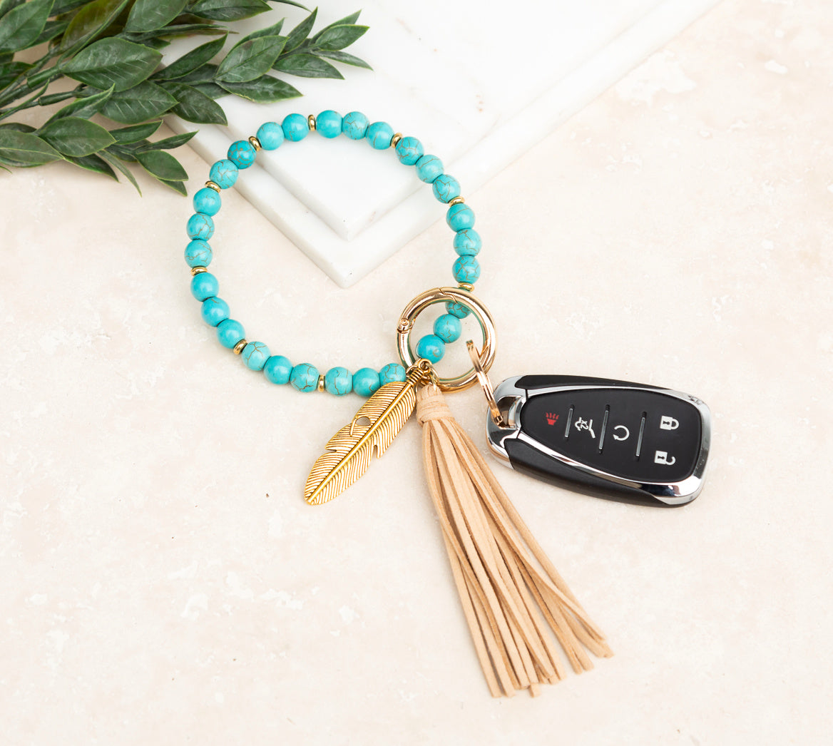 Pulsera Boho con Llavero de Piedra