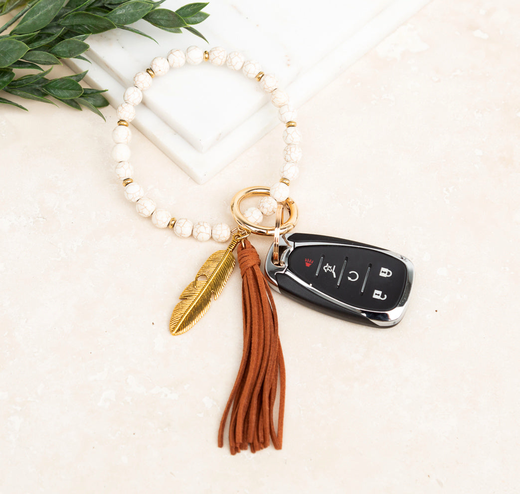 Pulsera Boho con Llavero de Piedra