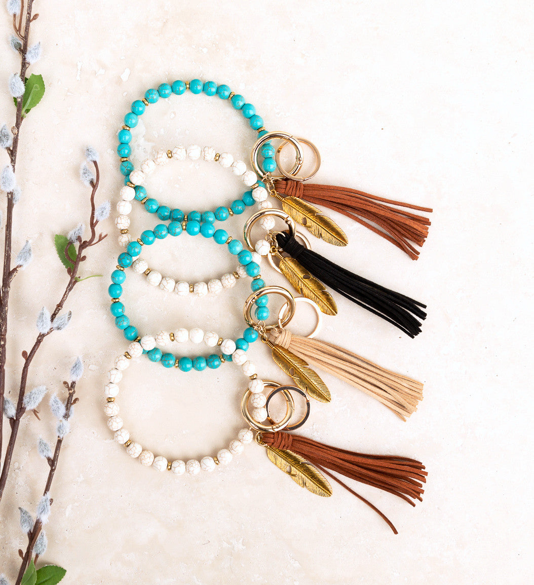 Pulsera Boho con Llavero de Piedra