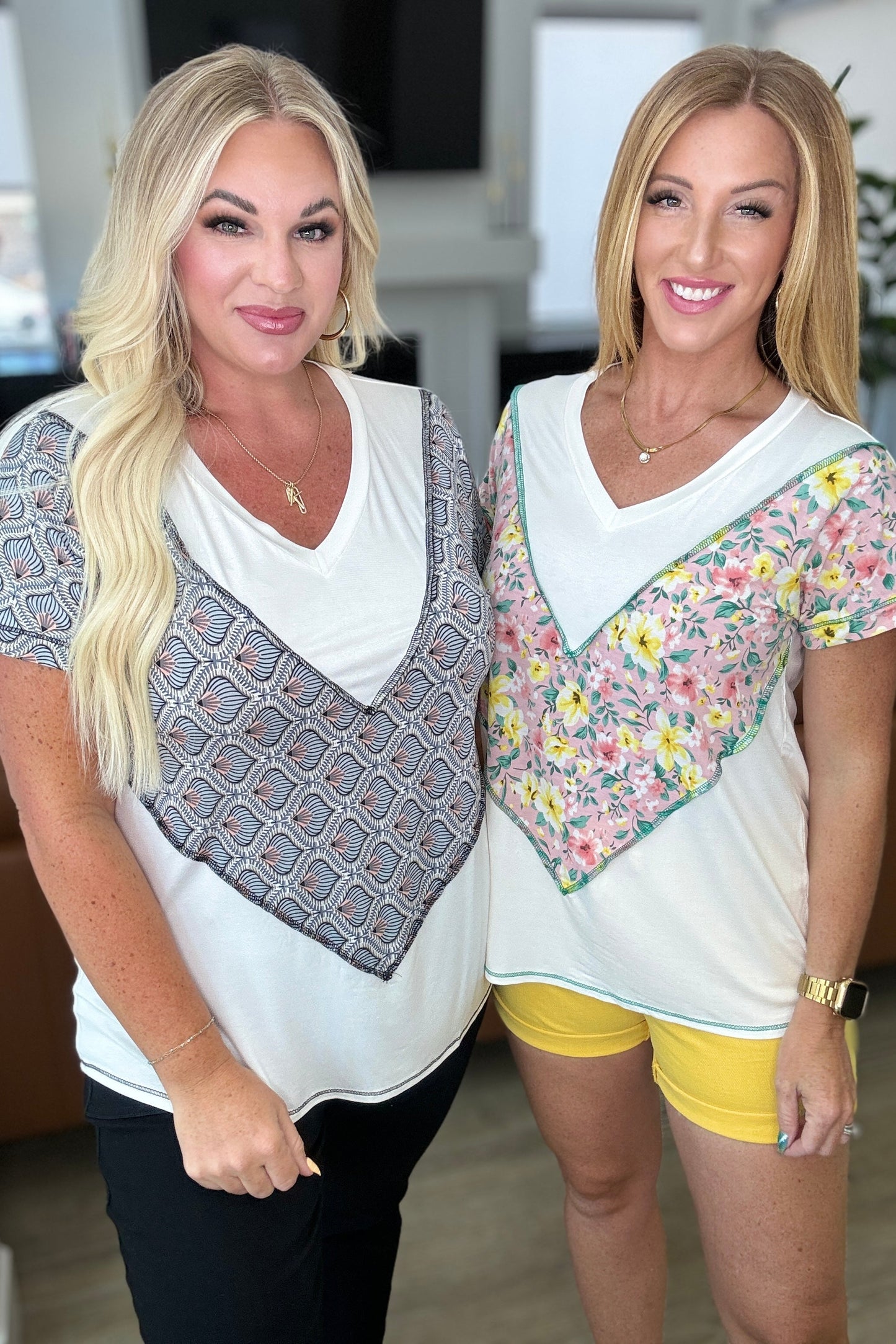 Top Rock a Rhyme Color Block con estampado floral en rosa