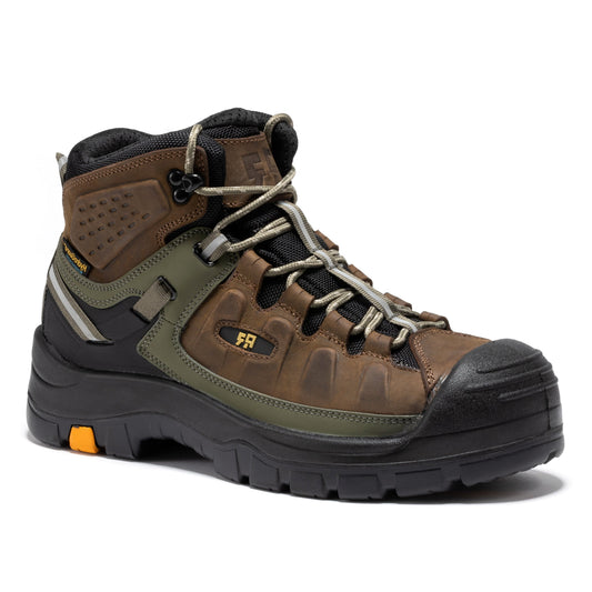 ROCKROOSTER Woodland Brown 6 inch Composite Toe Waterproof Leather Work Boots AK661