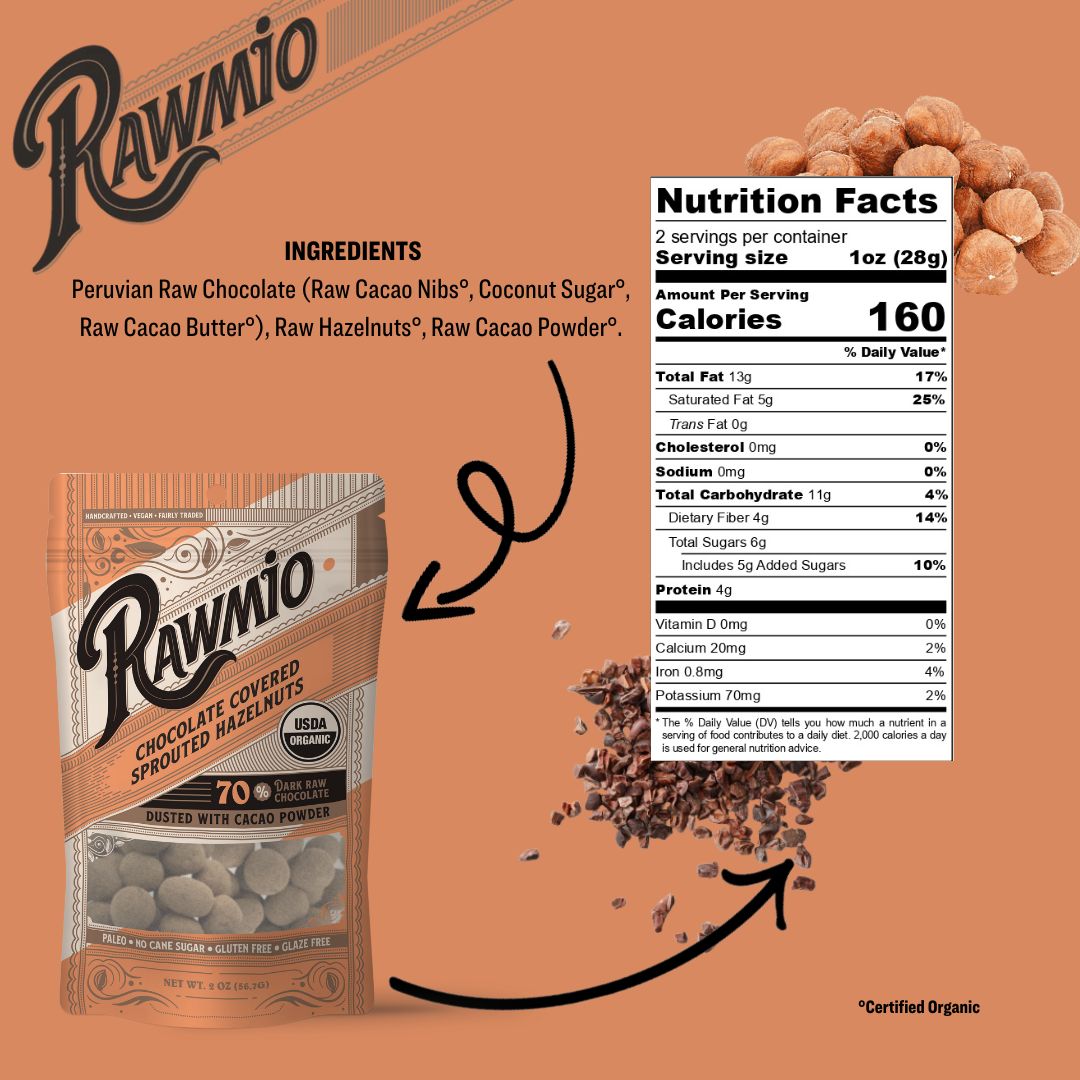 Chocolate Covered Sprouted Hazelnuts