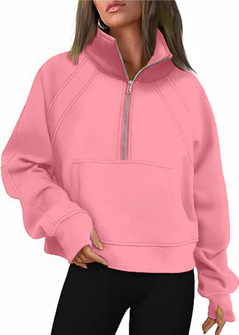 Autumn/Winter Women's Plush Half Zipper Sweatshirt