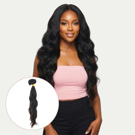 Extensiones de cabello 100 % humano de clip, onduladas, naturales, negras, de la India