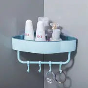 Triangular Adhesive Shelf with Hook for Bathroom