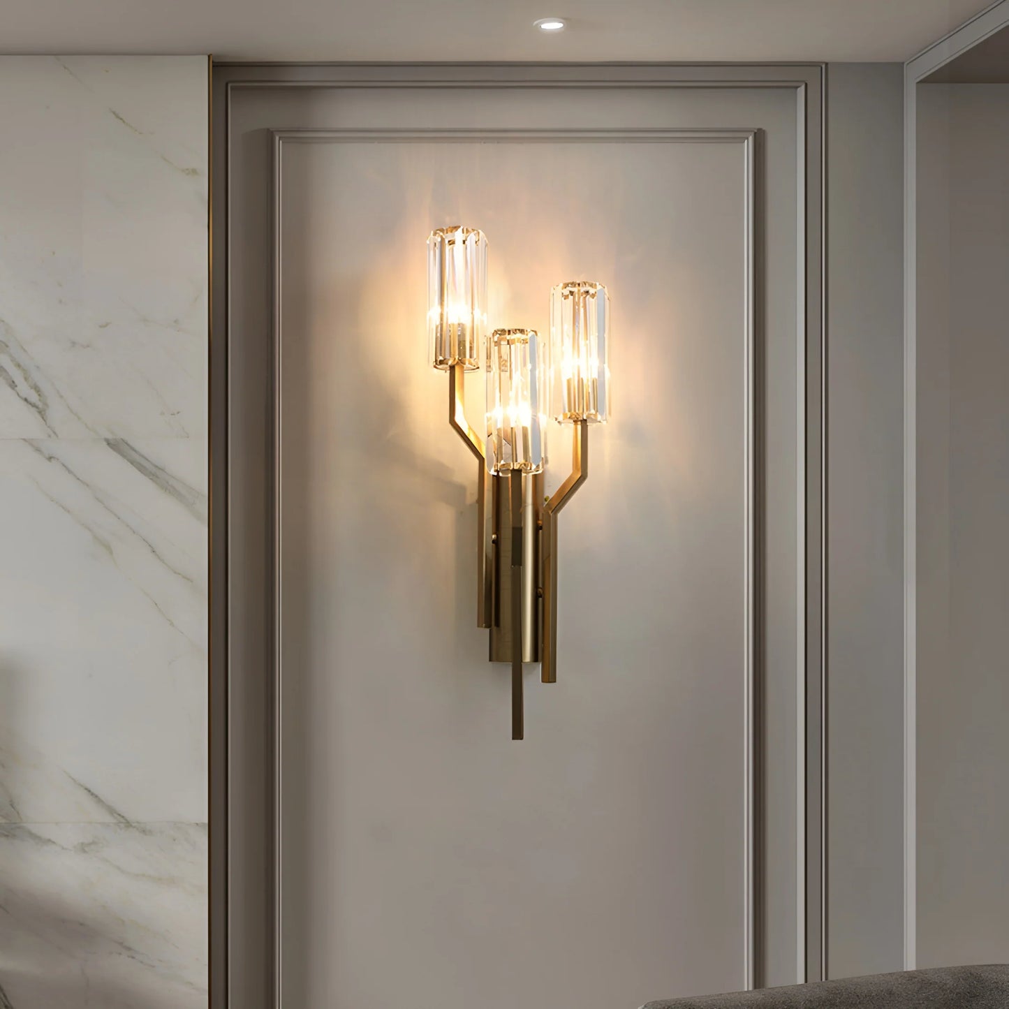 Lámpara de pared Irlin Trio Crystal