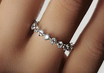 Anillo de boda de plata 925 con diamante de Spring Qiaoer para mujer