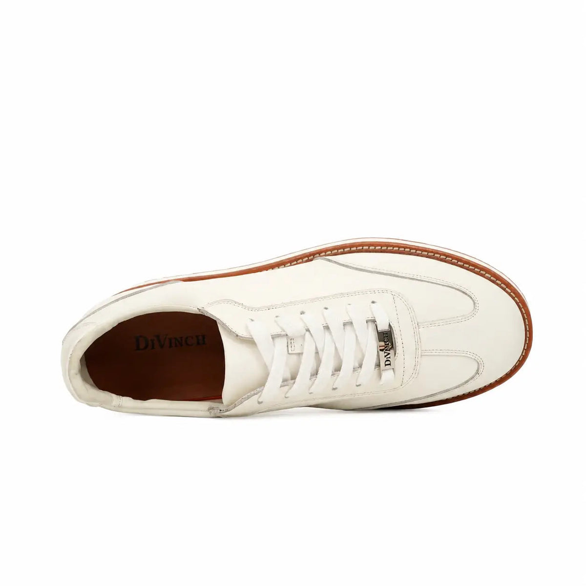 White Apron-Toe Calf Leather Casual Shoes