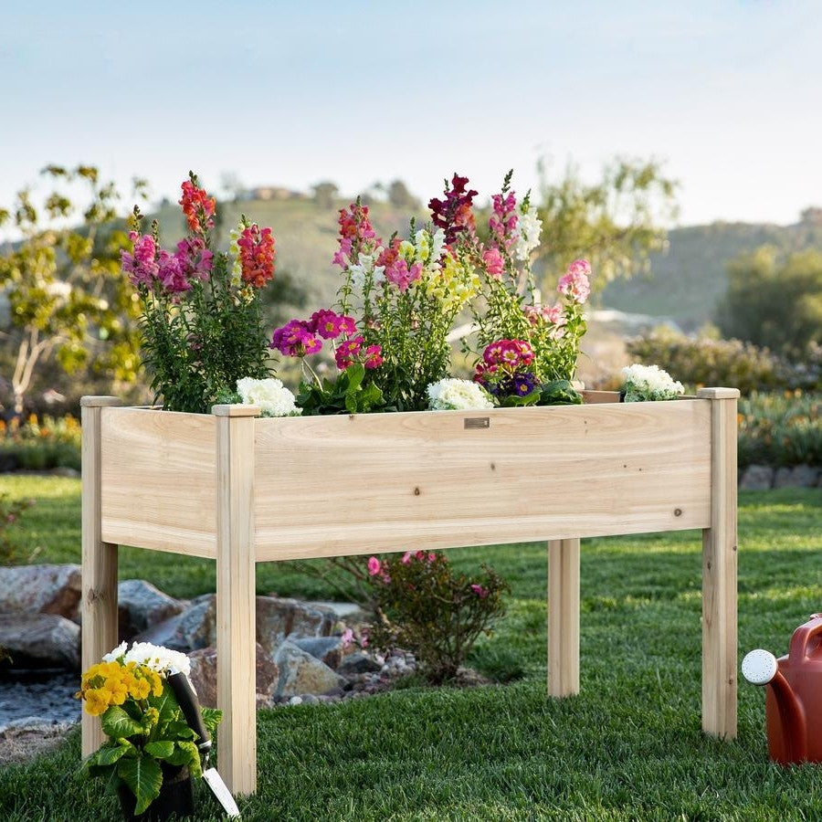 Cama de jardín elevada de madera estilo rústico de 48x24x30 pulgadas Soporte de jardinera elevada