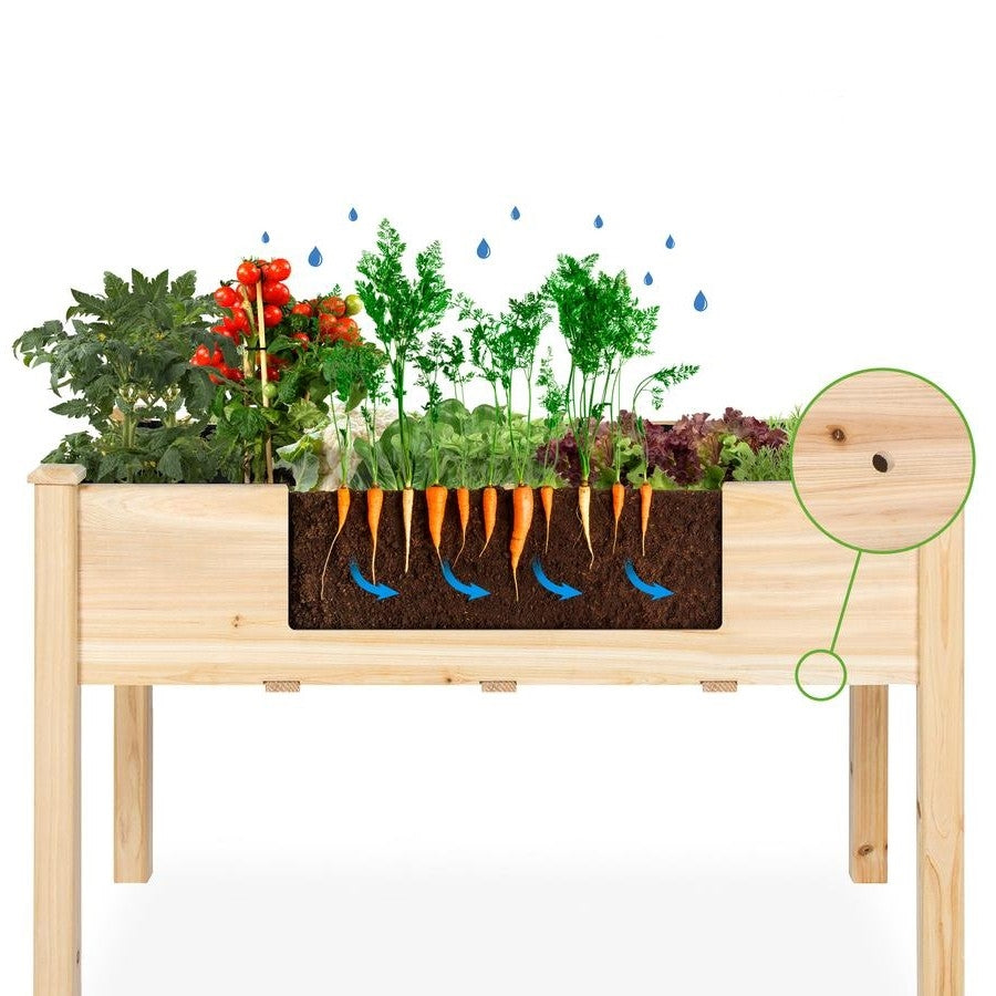 Cama de jardín elevada de madera estilo rústico de 48x24x30 pulgadas Soporte de jardinera elevada