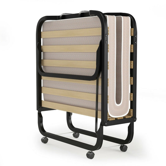 Cama Plegable con Ruedas y Colchón de Espuma Viscoelástica Plegable
