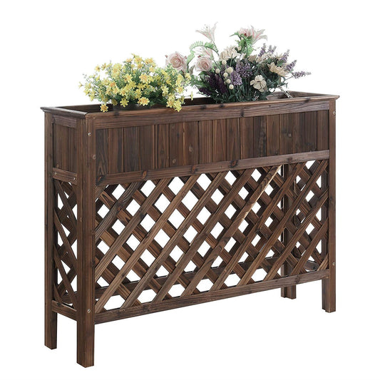 Macetero elevado grande para patio de cedro envejecido L 48" x An 12.5" x 35.5"