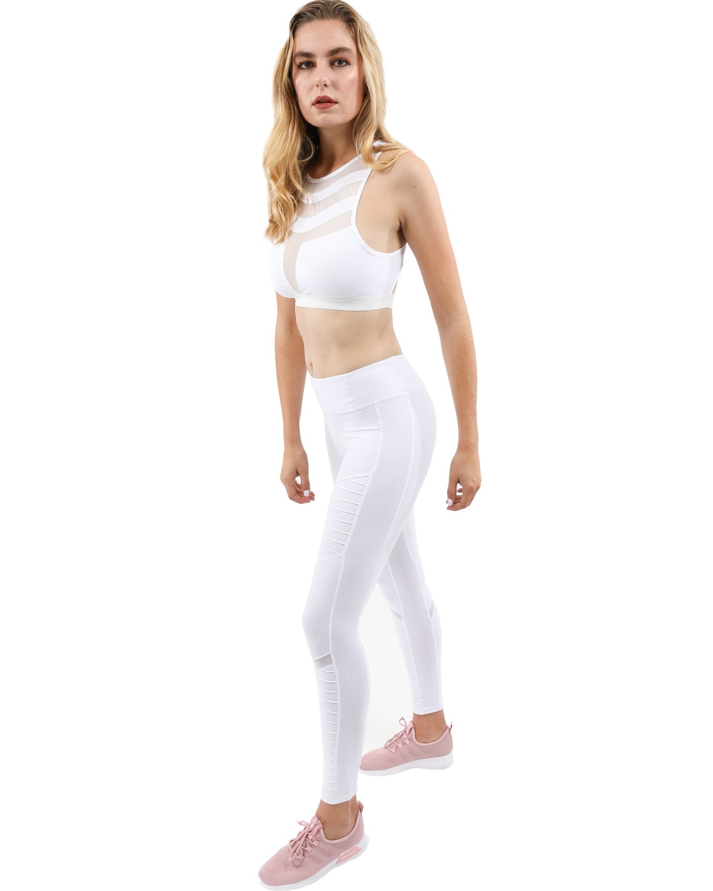 Mallas Savoy Active SleekFit con bolsillo de malla - Blancas
