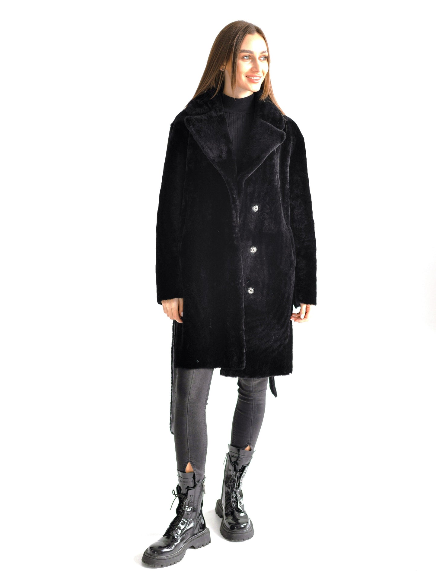 Abrigo de piel de cordero Merino de doble faz de Punto Leather