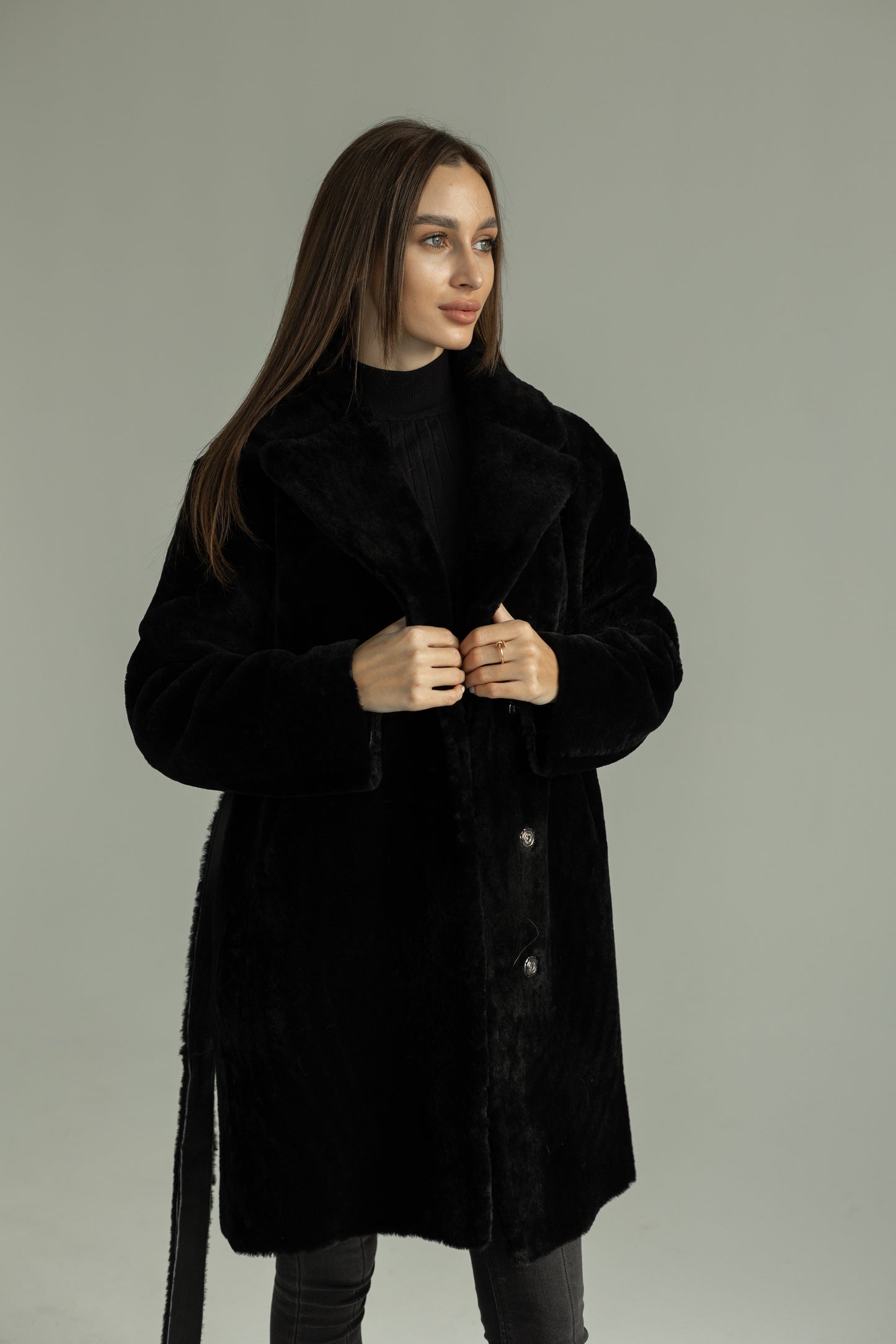 Abrigo de piel de cordero Merino de doble faz de Punto Leather