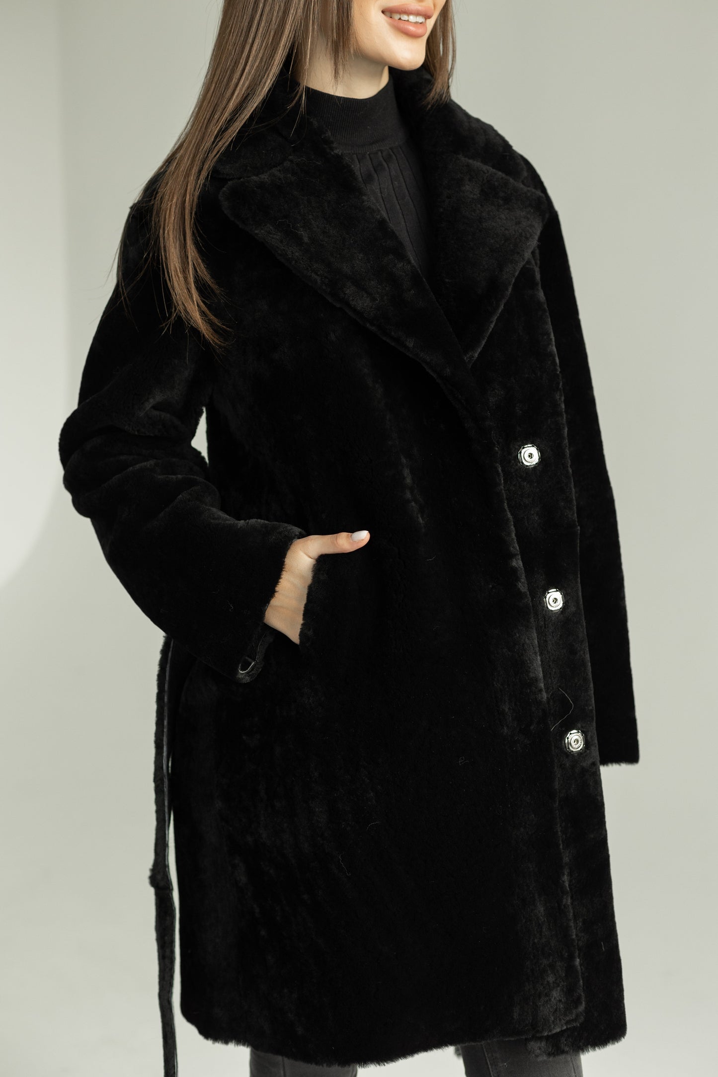 Abrigo de piel de cordero Merino de doble faz de Punto Leather