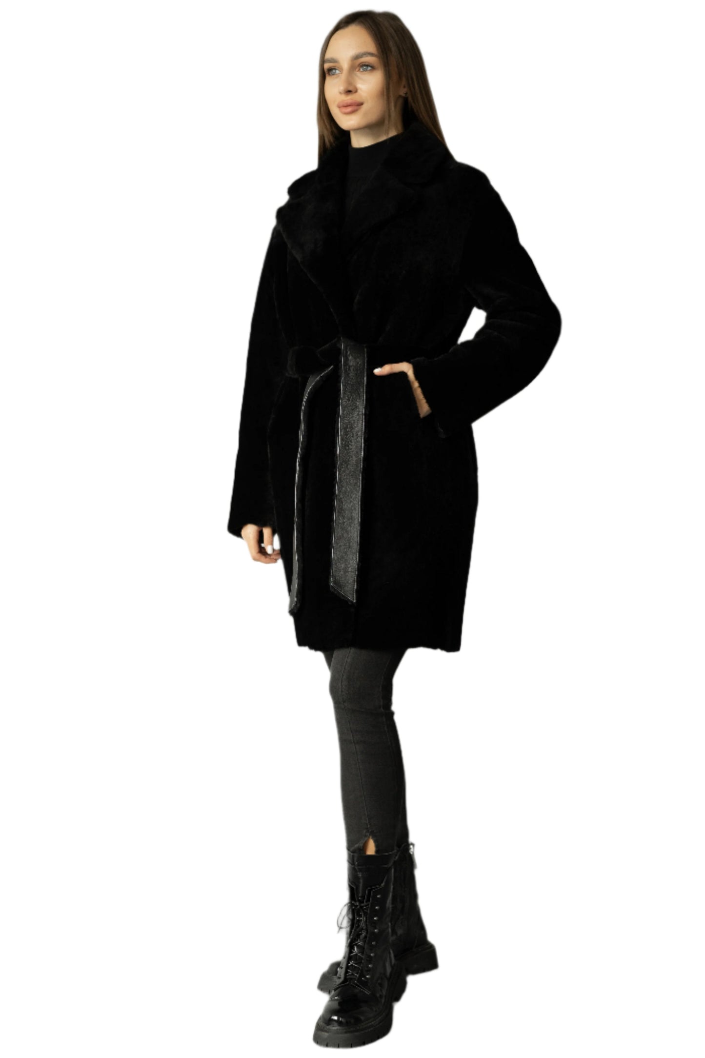 Abrigo de piel de cordero Merino de doble faz de Punto Leather