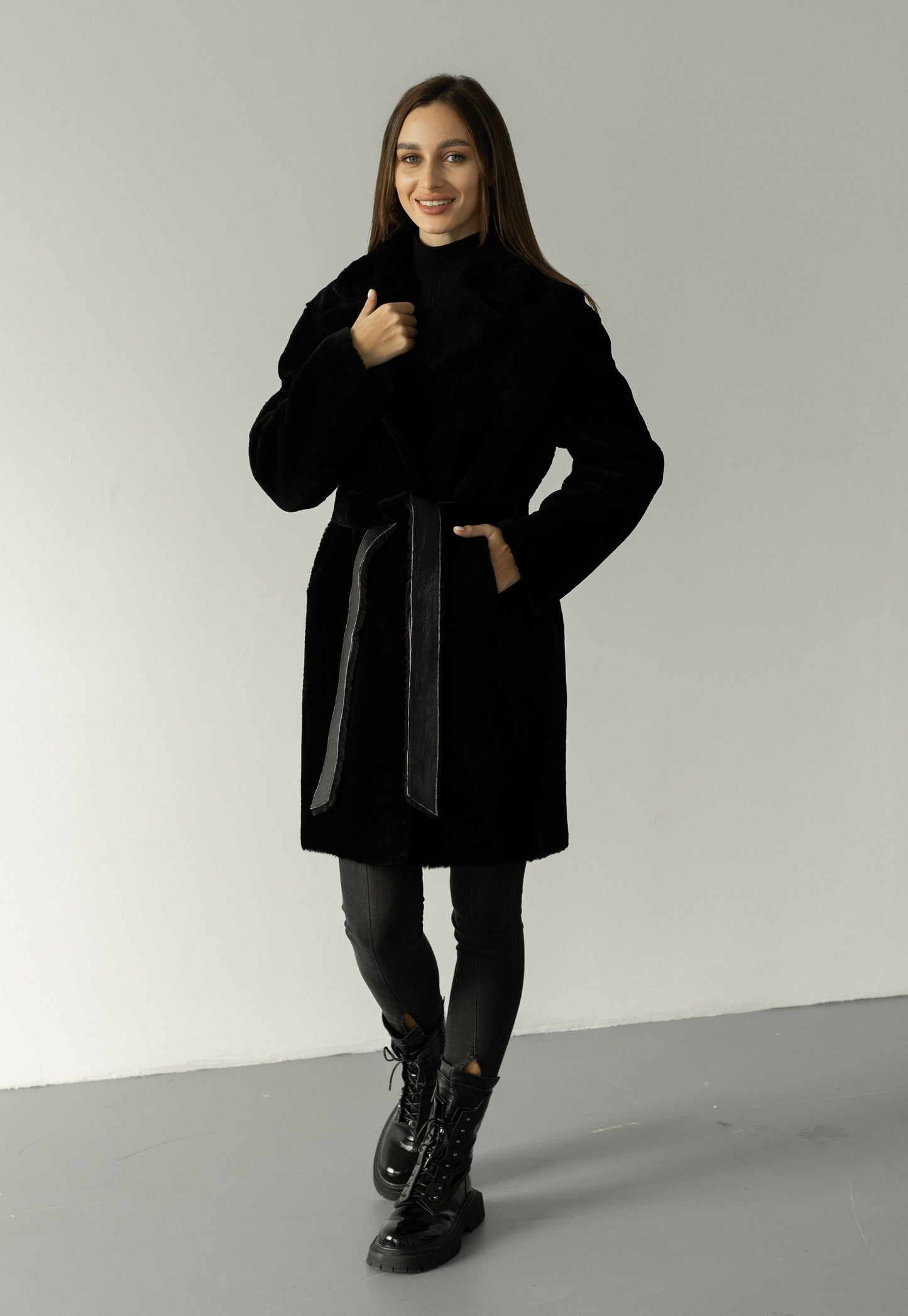Abrigo de piel de cordero Merino de doble faz de Punto Leather