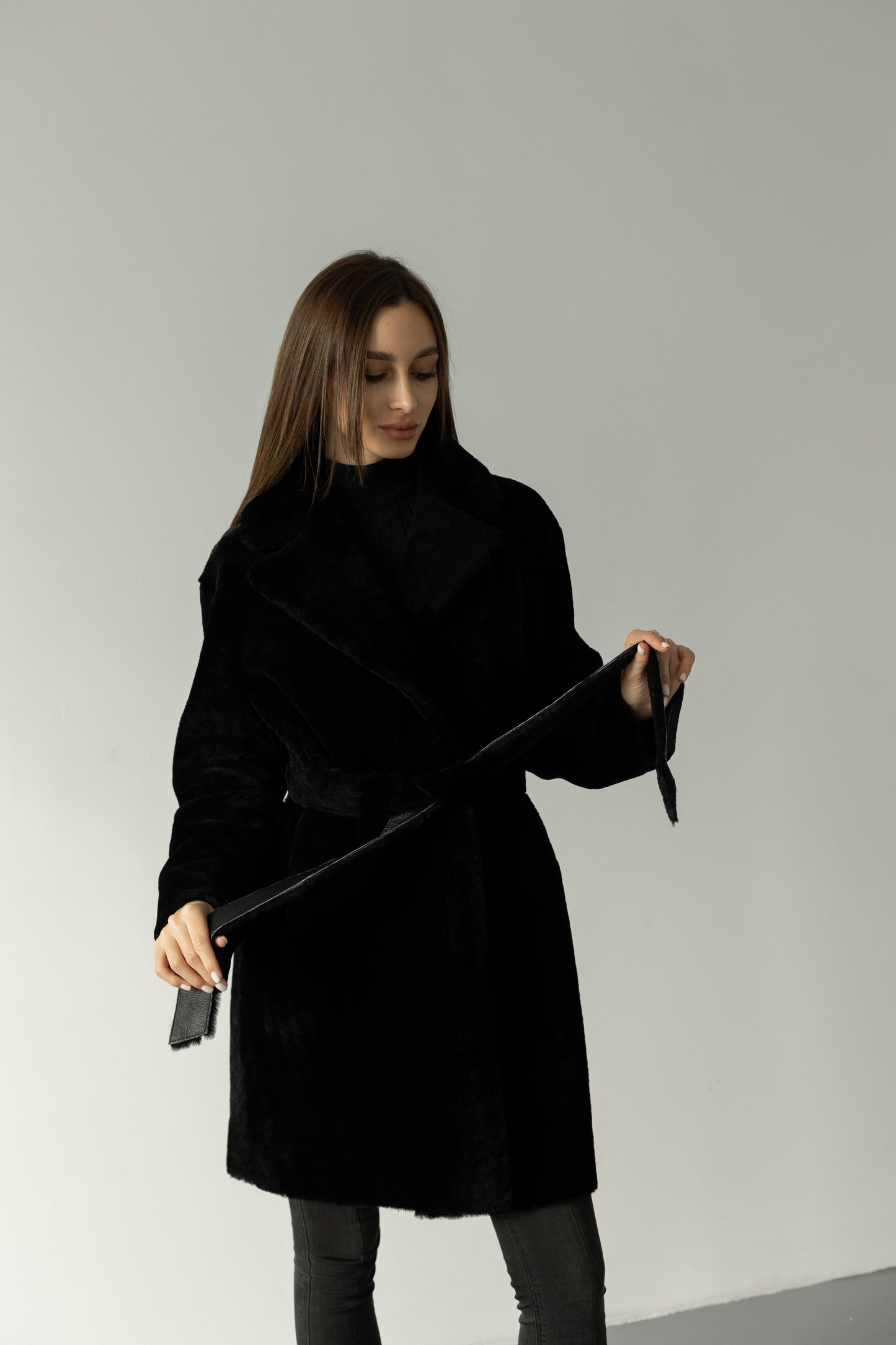 Abrigo de piel de cordero Merino de doble faz de Punto Leather