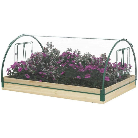 Invernadero combinado con jardinera elevada y cubierta de PVC transparente