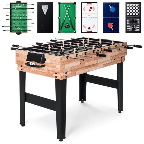 Mesa de juegos combinada 10 en 1: billar, futbolín, ping-pong, ajedrez