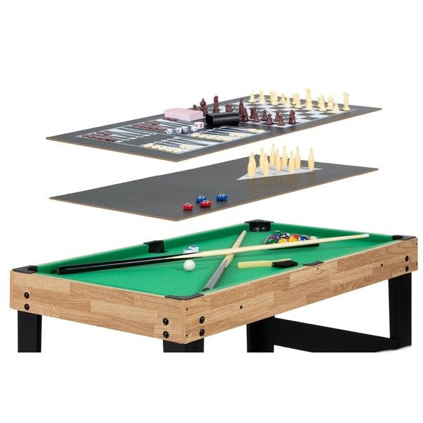 Mesa de juegos combinada 10 en 1: billar, futbolín, ping-pong, ajedrez