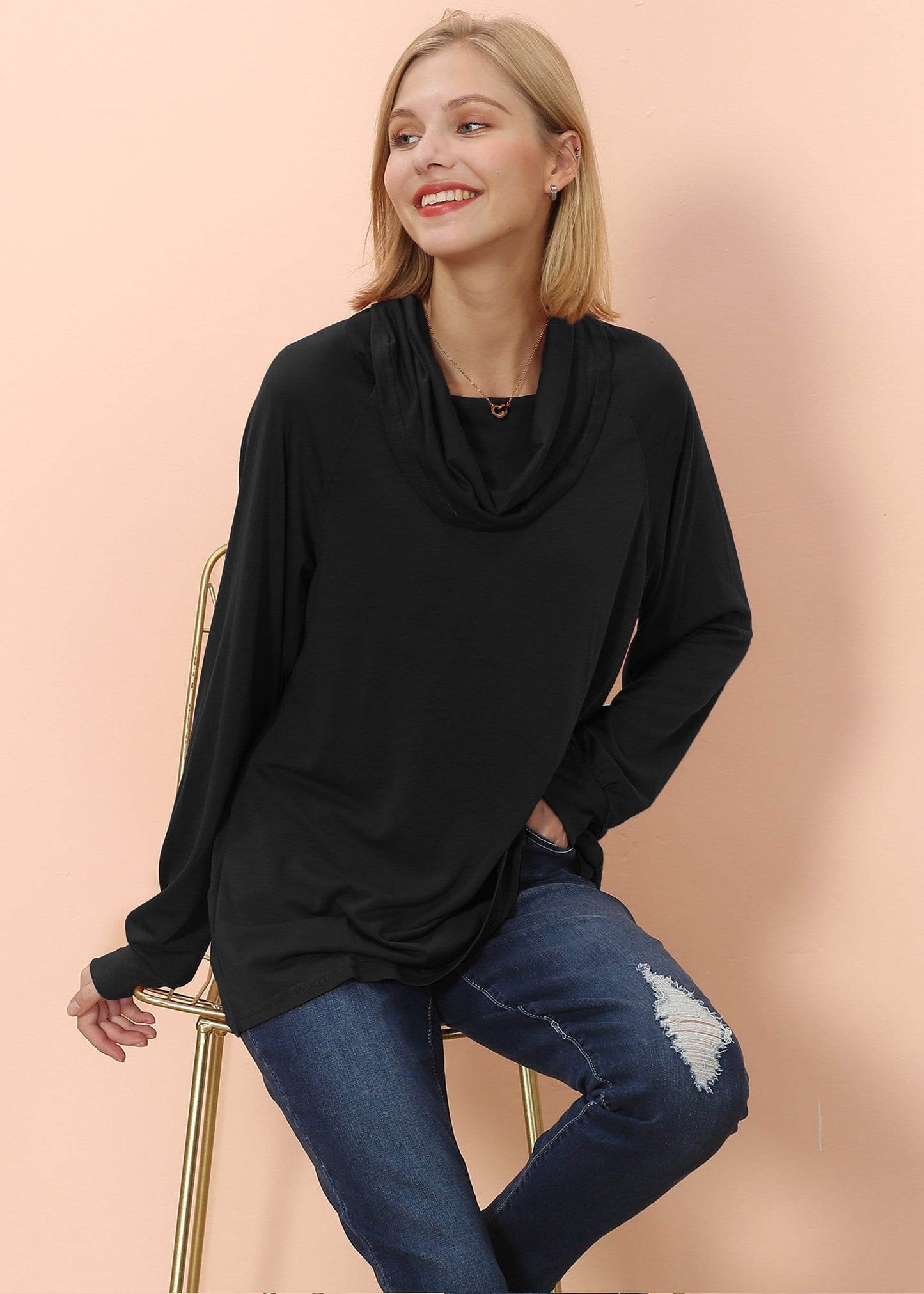 Jersey de manga larga con cuello desbocado