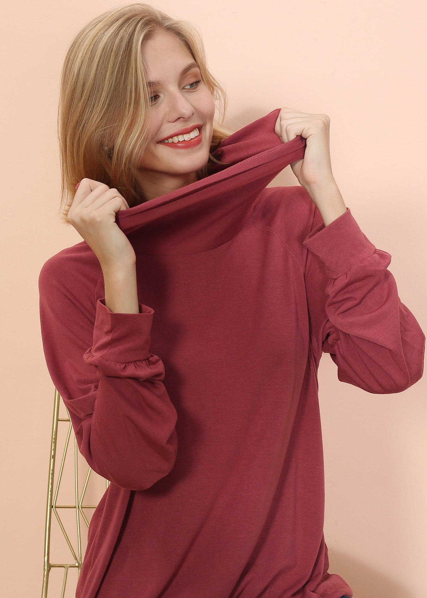 Jersey de manga larga con cuello desbocado