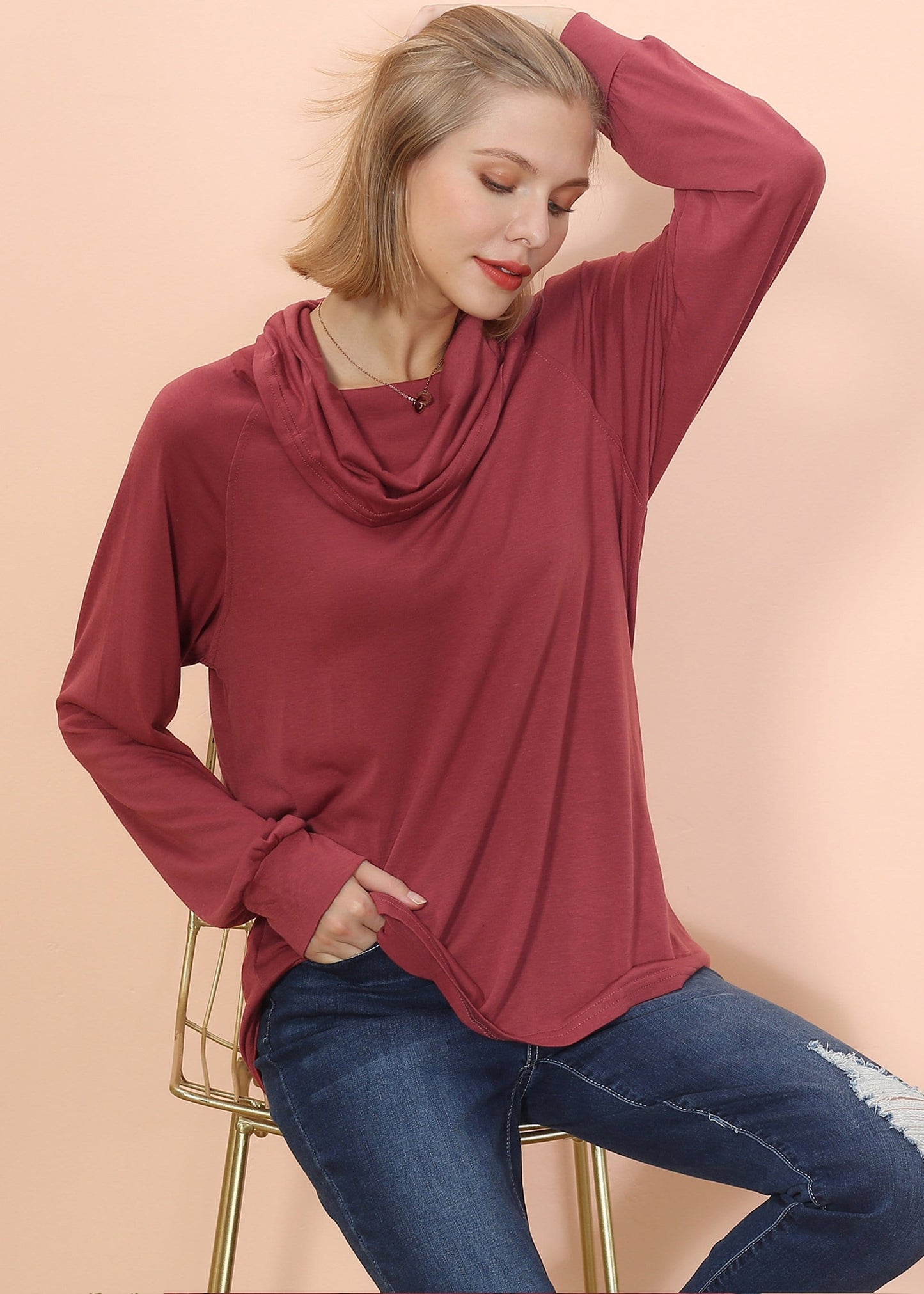 Jersey de manga larga con cuello desbocado