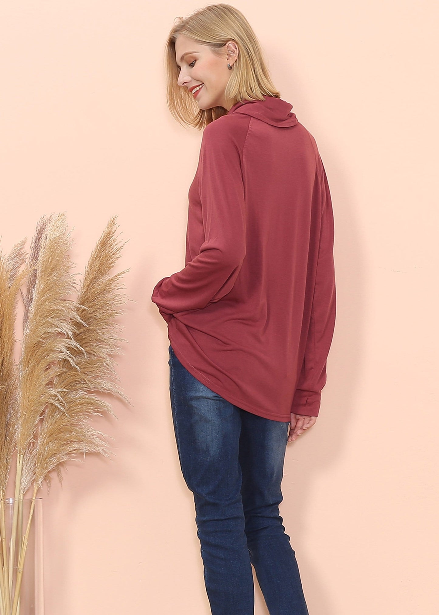 Jersey de manga larga con cuello desbocado