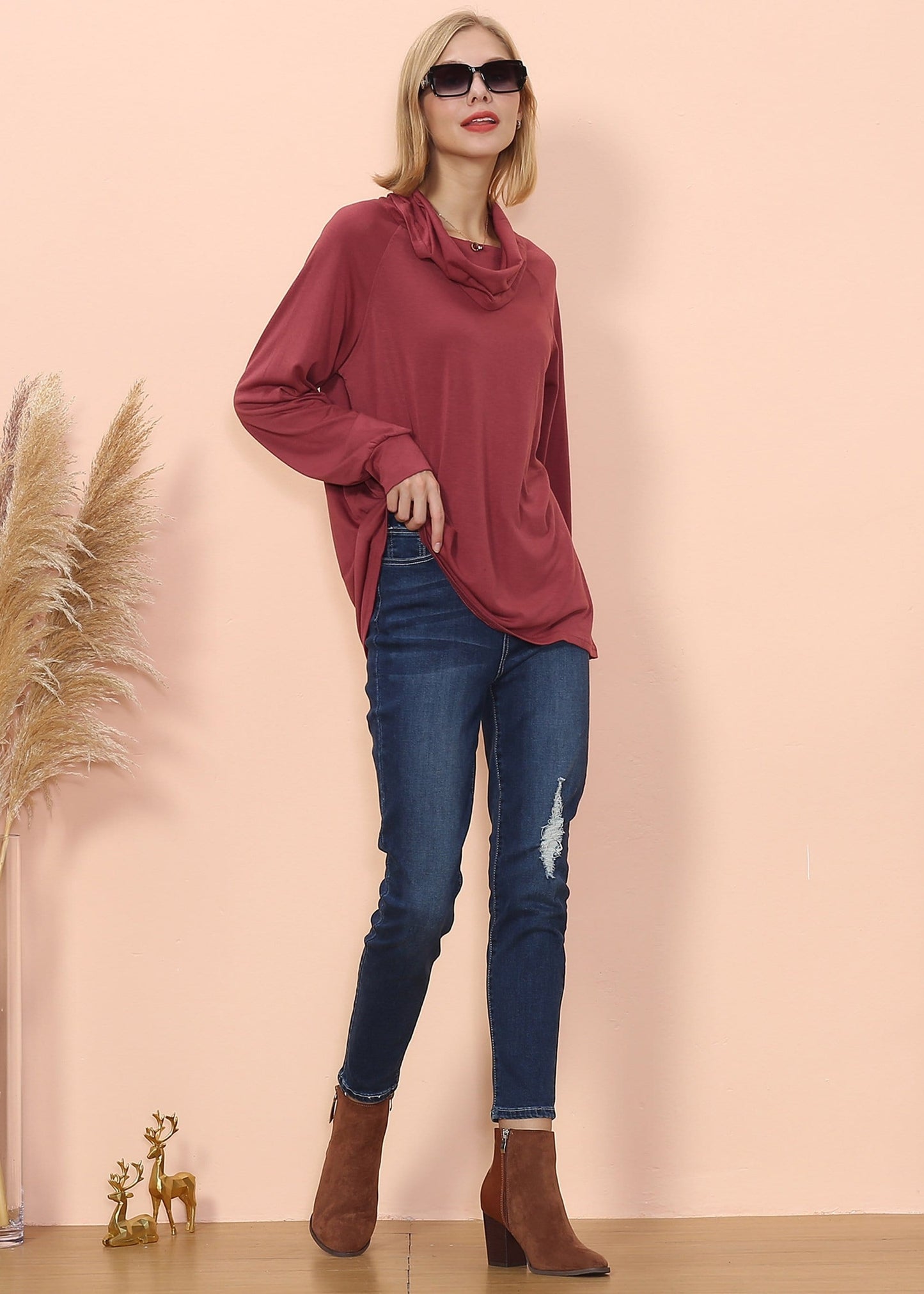 Jersey de manga larga con cuello desbocado