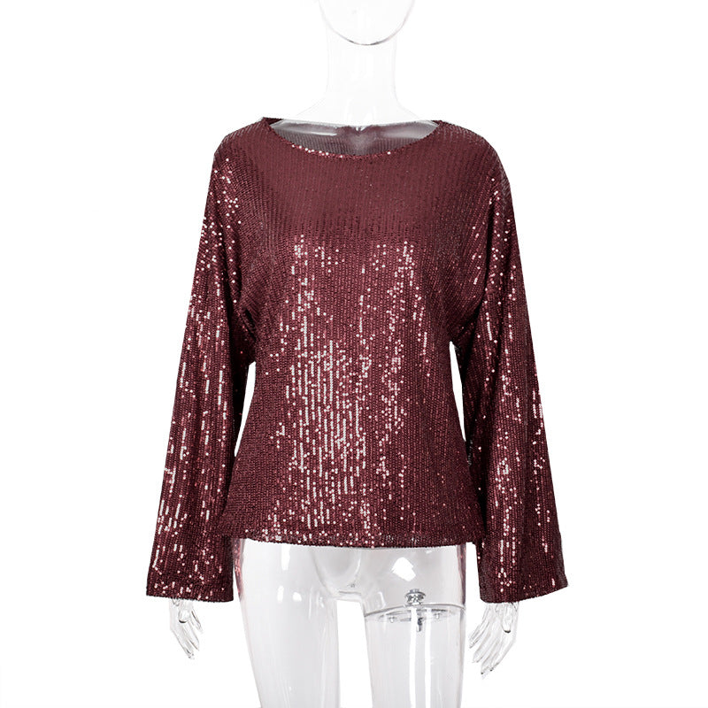 Sudadera túnica con lentejuelas brillantes para noche de citas