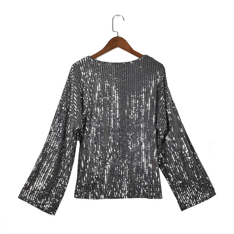 Sudadera túnica con lentejuelas brillantes para noche de citas