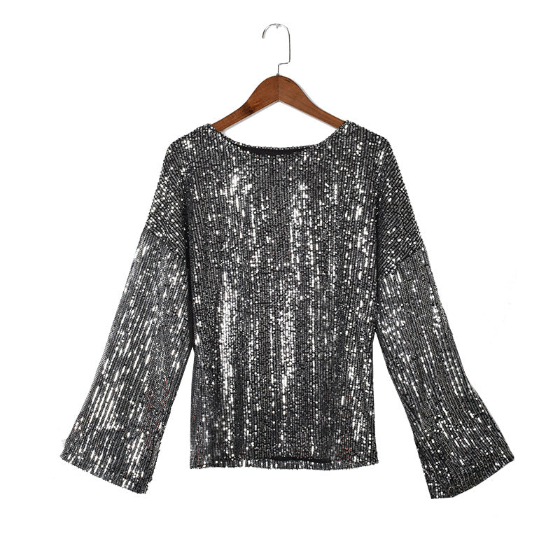 Sudadera túnica con lentejuelas brillantes para noche de citas