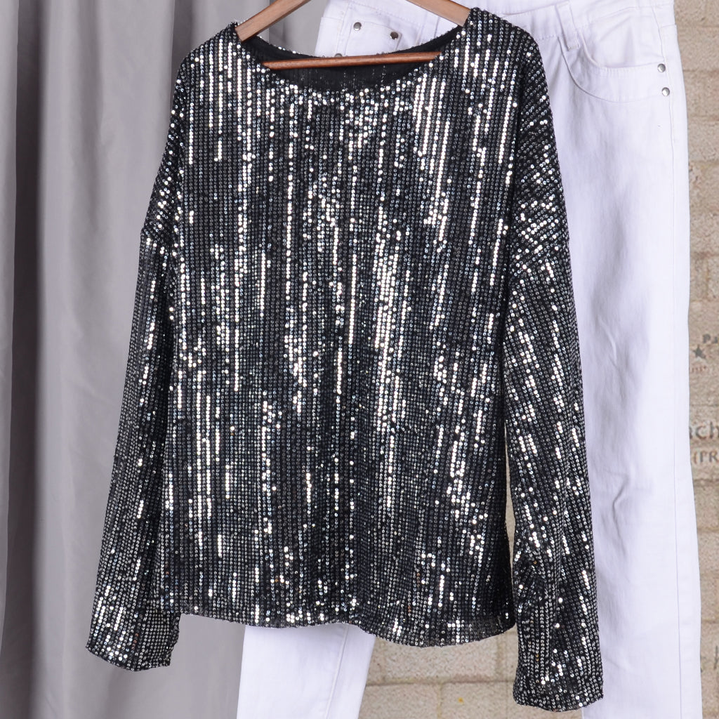 Sudadera túnica con lentejuelas brillantes para noche de citas