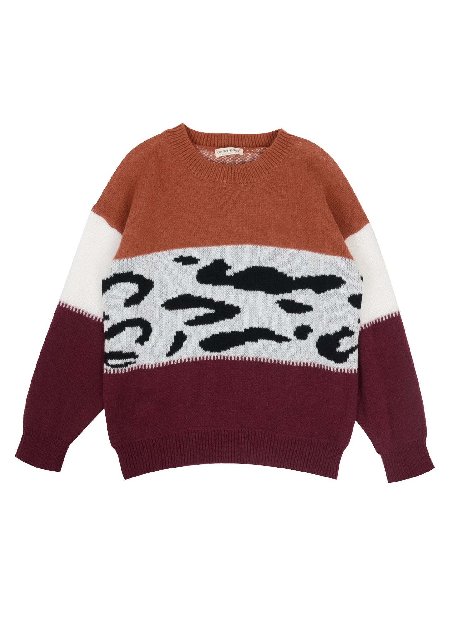 Suéter de punto de colores y estampado animal