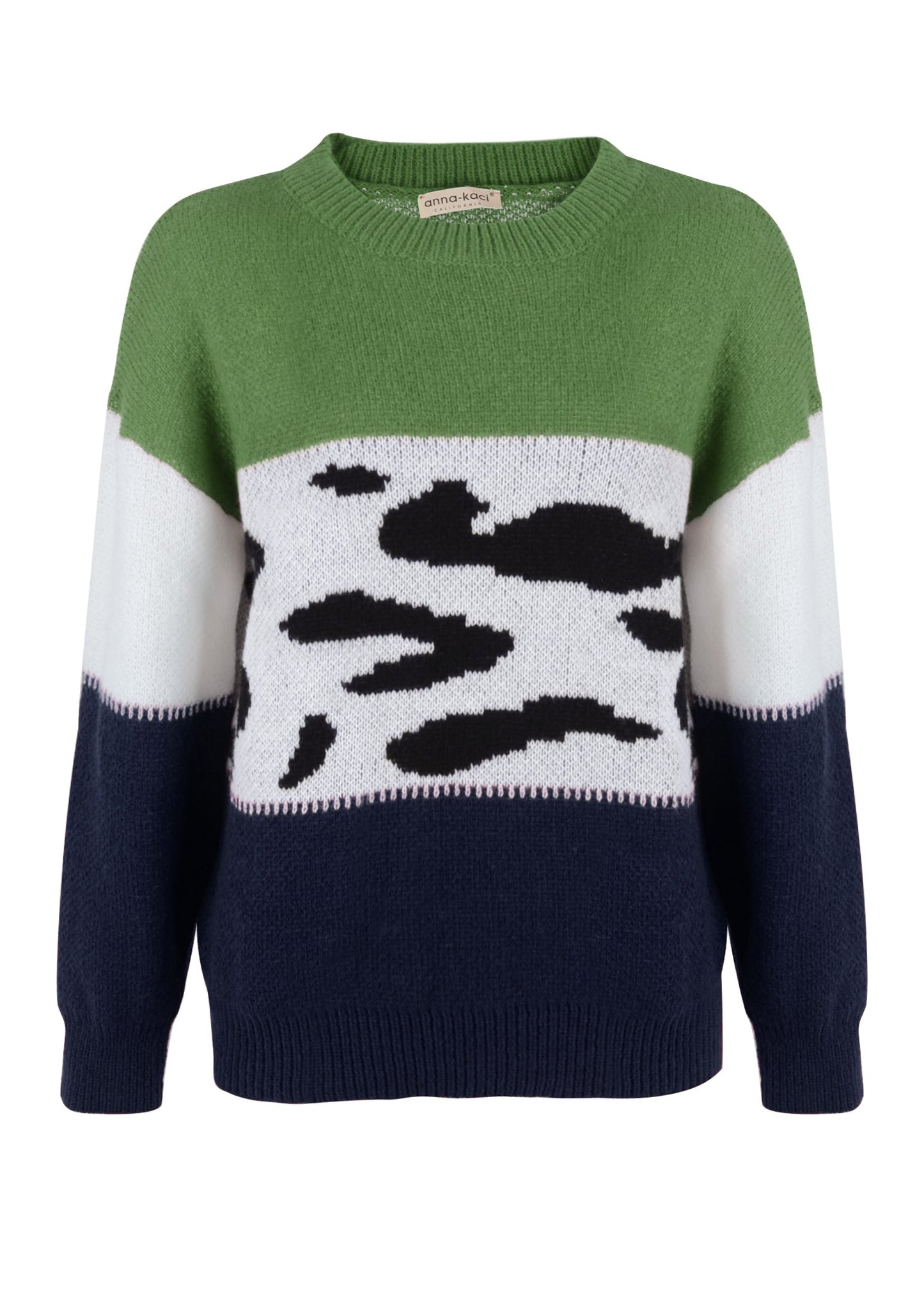 Suéter de punto de colores y estampado animal