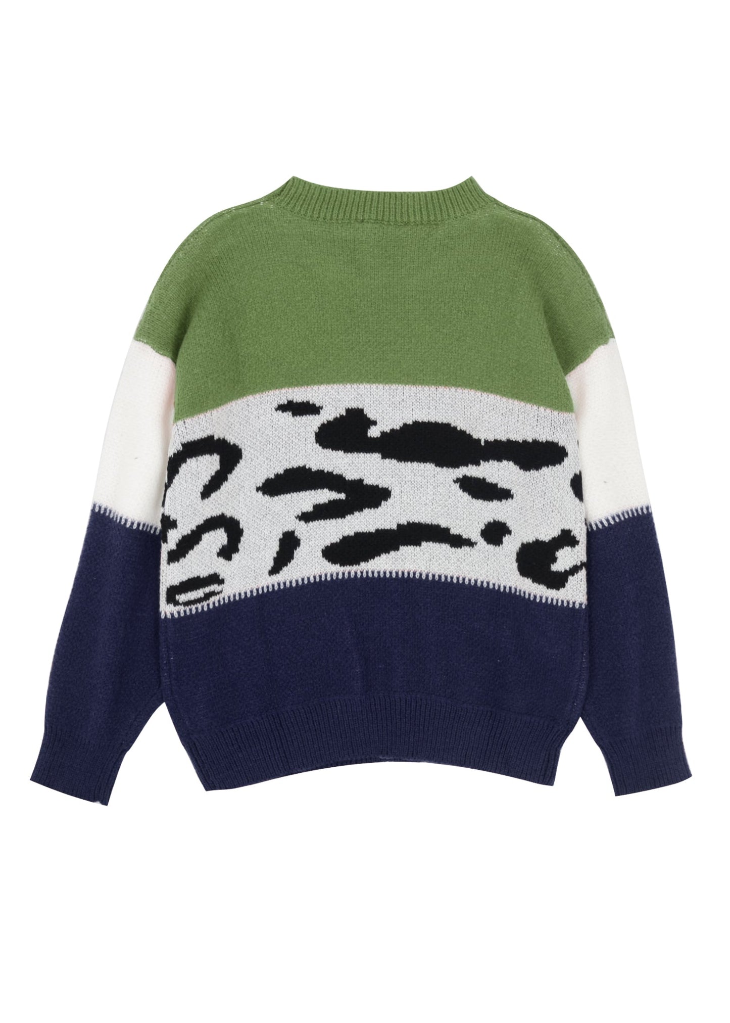 Suéter de punto de colores y estampado animal