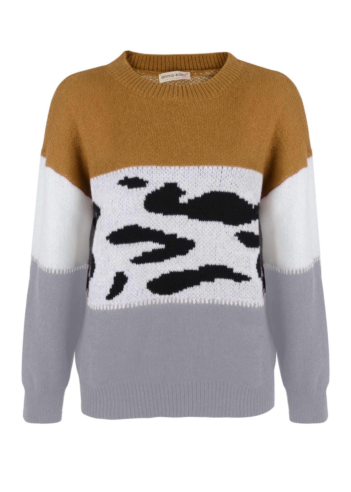 Suéter de punto de colores y estampado animal