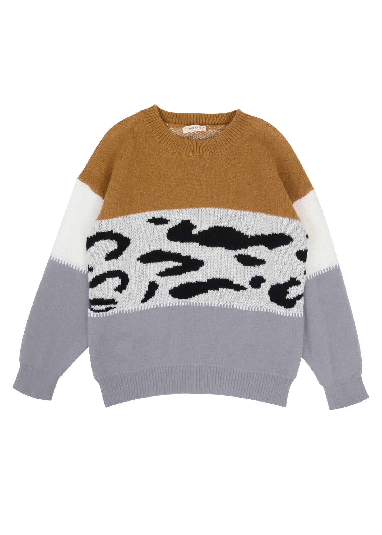 Suéter de punto de colores y estampado animal