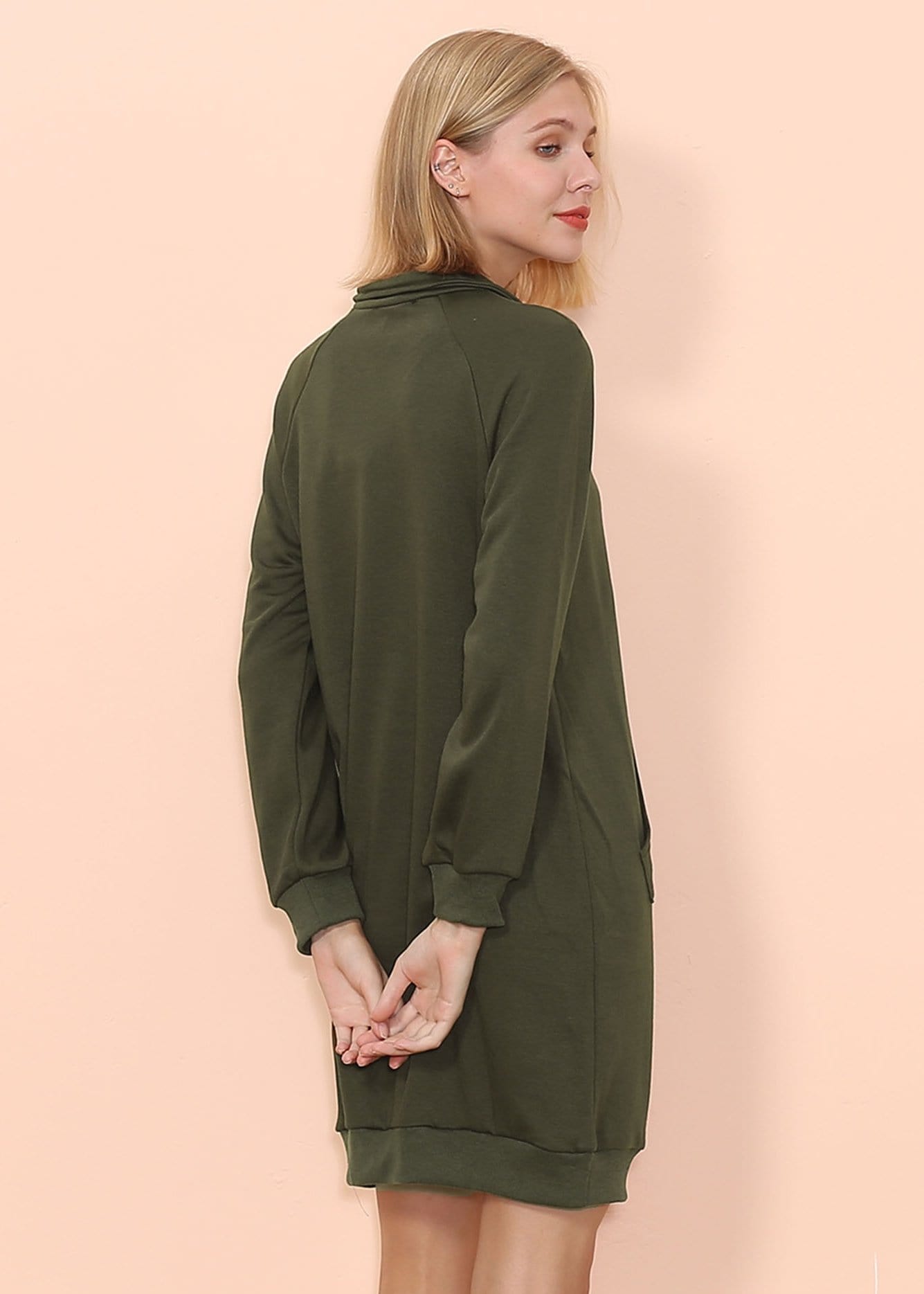 Vestido de suéter con bolsillo canguro liso