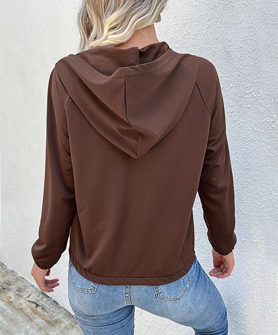 Sudadera con capucha y medio cierre de botones