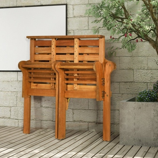 Banco plegable de eucalipto para jardín de 2 plazas FarmHome