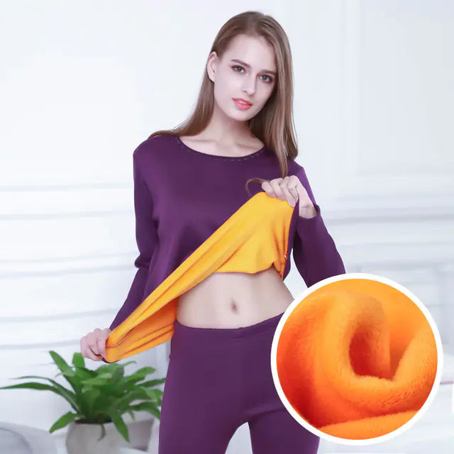 Women's Thick Velvet Thermal Underwear Set for Winter