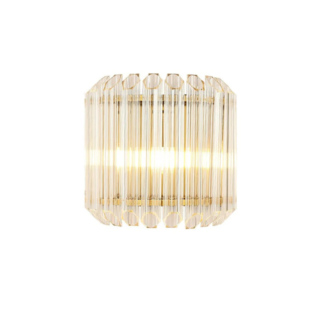 Aplique de pared moderno de latón con varillas de cristal