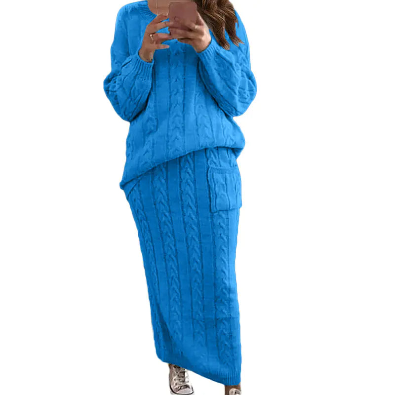 Autumn Winter Women's Fashion Sweater Dress Set