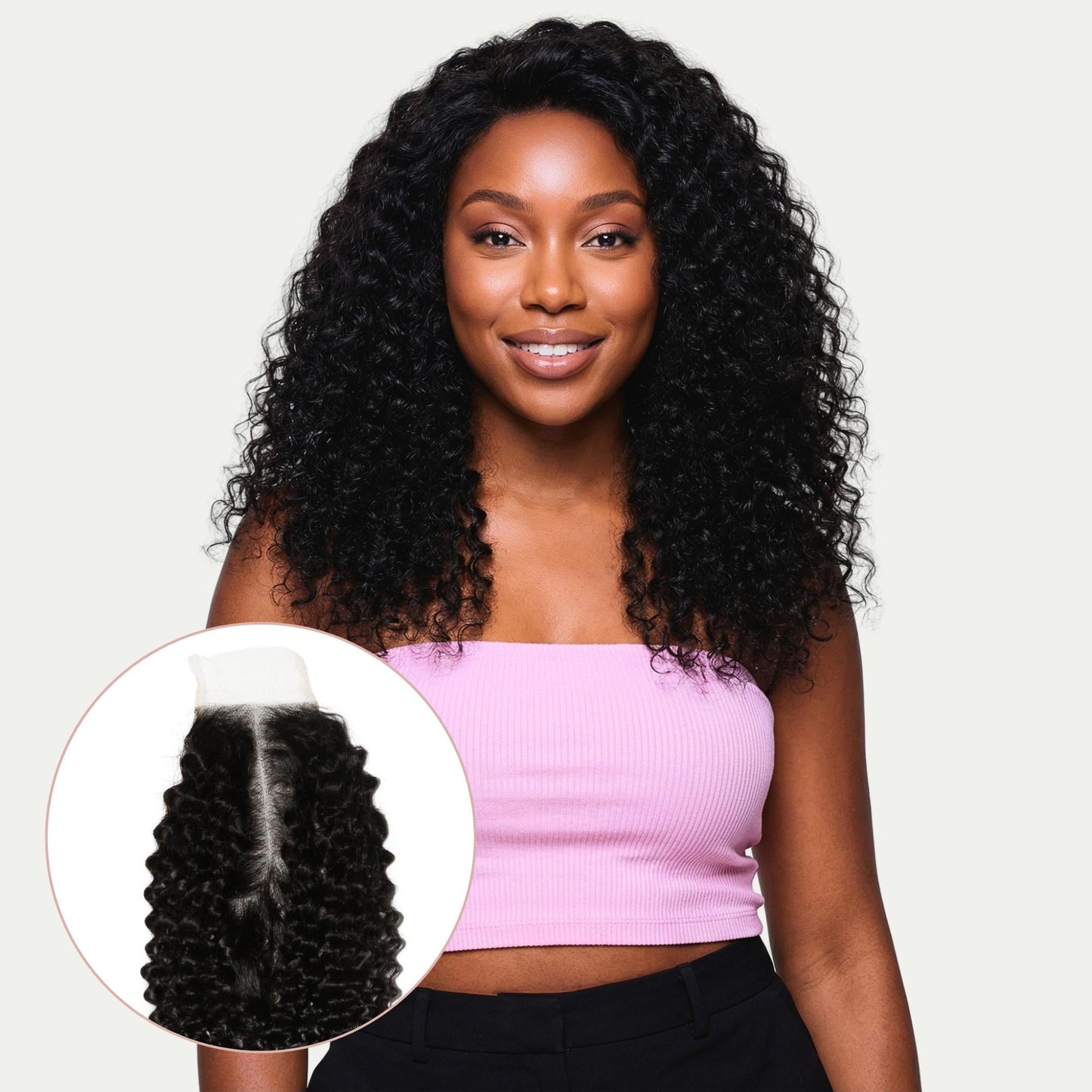 Cierre de cabello humano con encaje transparente Jerry Curl 2x6