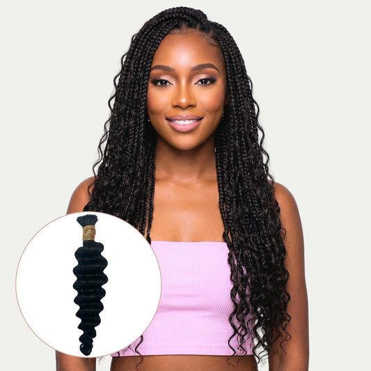 Cabello de trenzado 100 % humano Jet Black Deep Wave a granel