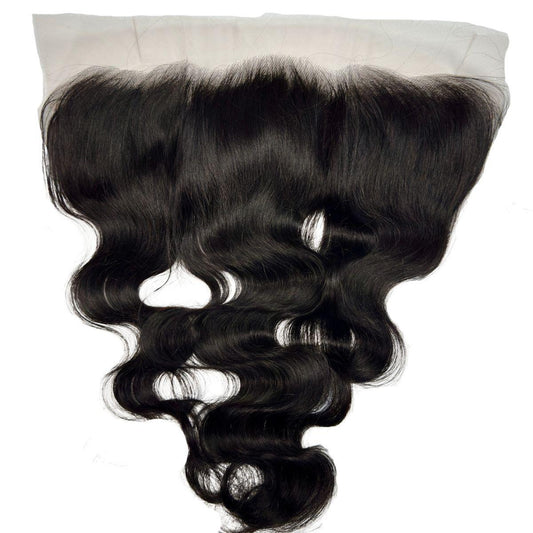 Cabello humano frontal con ondas corporales negro azabache HD Lace 13x4